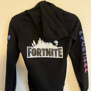 Fortnite Black Hoodie with Blue and Pink Accents